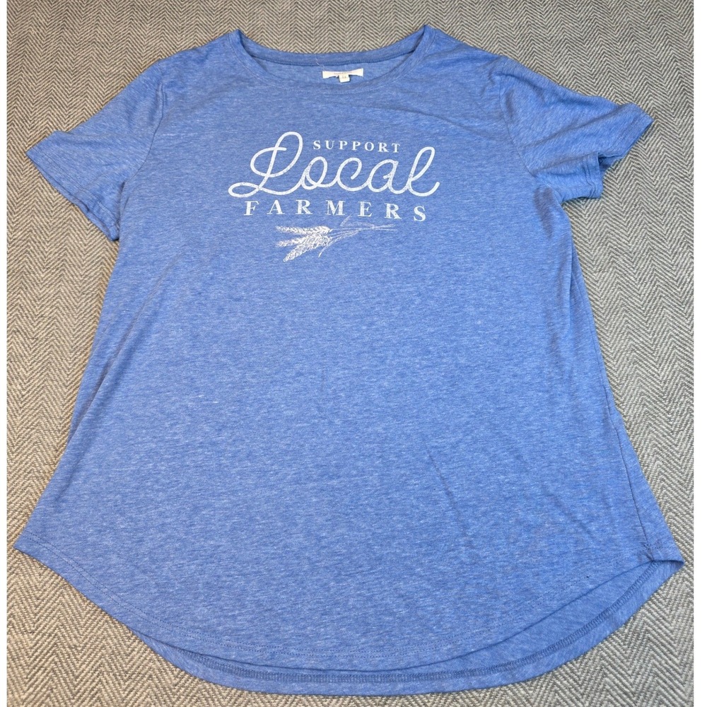 Maurices Support Local Farmers Graphic Tee Blue Heather Short Sleeve Size M